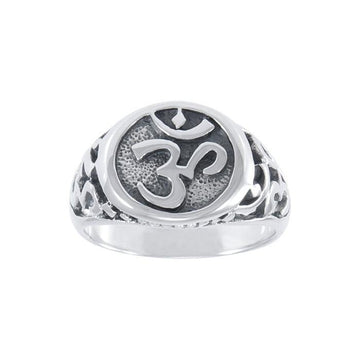 Enliven the sacred sound of OM~ Sterling Silver Jewelry Large Ring TR1658 - Jewelry